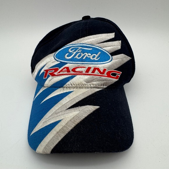 Speedway Blues Other - Ford Racing Adjustable Strapback Black Blue Embroidered Cap Official Licensed